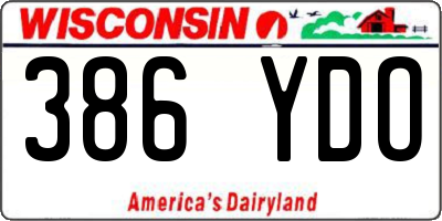 WI license plate 386YDO