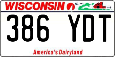 WI license plate 386YDT