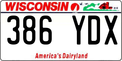 WI license plate 386YDX