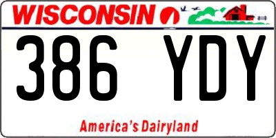 WI license plate 386YDY