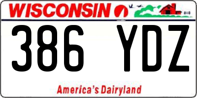 WI license plate 386YDZ