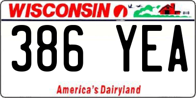 WI license plate 386YEA