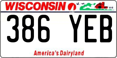 WI license plate 386YEB