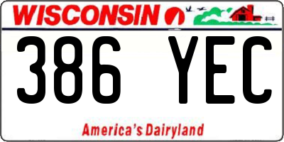 WI license plate 386YEC