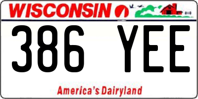 WI license plate 386YEE