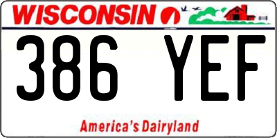 WI license plate 386YEF