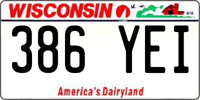 WI license plate 386YEI