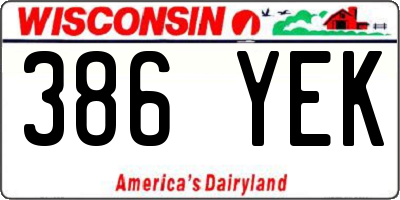 WI license plate 386YEK