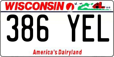 WI license plate 386YEL