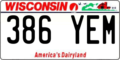 WI license plate 386YEM