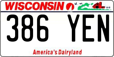 WI license plate 386YEN