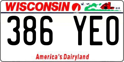 WI license plate 386YEO