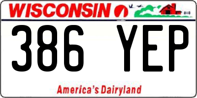 WI license plate 386YEP