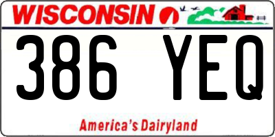 WI license plate 386YEQ