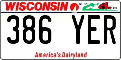 WI license plate 386YER