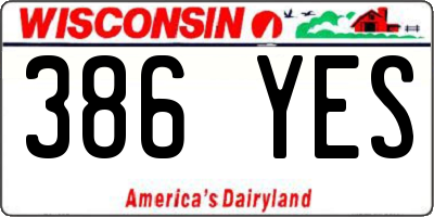WI license plate 386YES