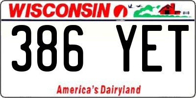 WI license plate 386YET
