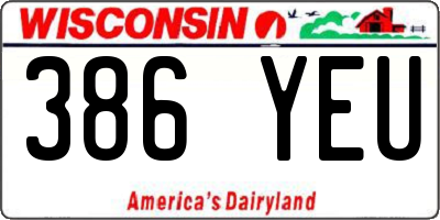 WI license plate 386YEU