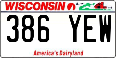 WI license plate 386YEW