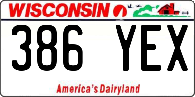 WI license plate 386YEX