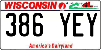 WI license plate 386YEY