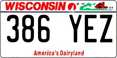 WI license plate 386YEZ