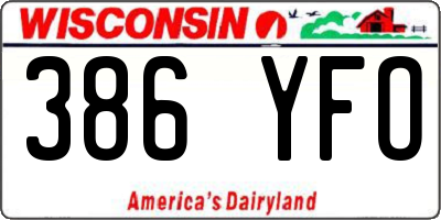 WI license plate 386YFO
