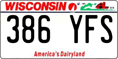 WI license plate 386YFS