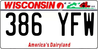 WI license plate 386YFW