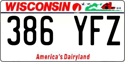 WI license plate 386YFZ