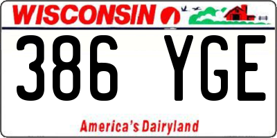 WI license plate 386YGE