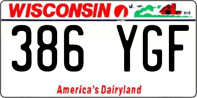 WI license plate 386YGF