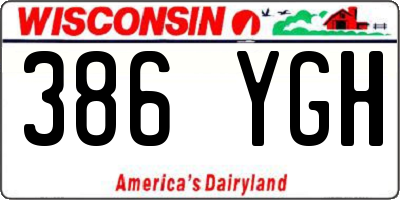 WI license plate 386YGH