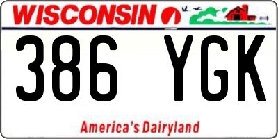 WI license plate 386YGK
