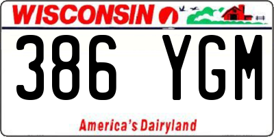 WI license plate 386YGM