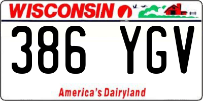 WI license plate 386YGV