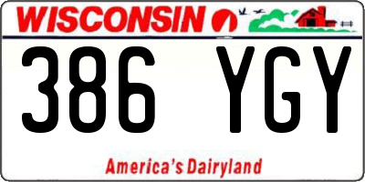 WI license plate 386YGY