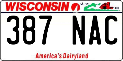 WI license plate 387NAC