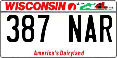WI license plate 387NAR