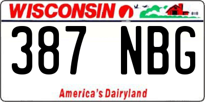 WI license plate 387NBG