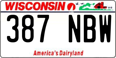 WI license plate 387NBW