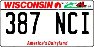 WI license plate 387NCI