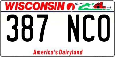 WI license plate 387NCO