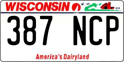 WI license plate 387NCP