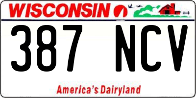 WI license plate 387NCV