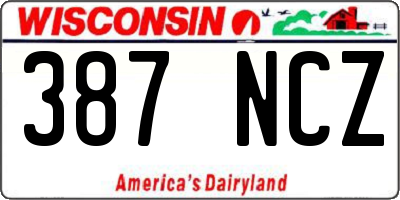 WI license plate 387NCZ