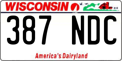 WI license plate 387NDC