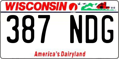 WI license plate 387NDG