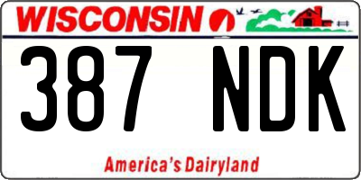 WI license plate 387NDK