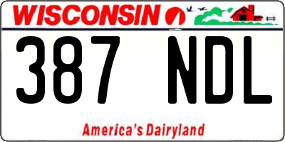WI license plate 387NDL
